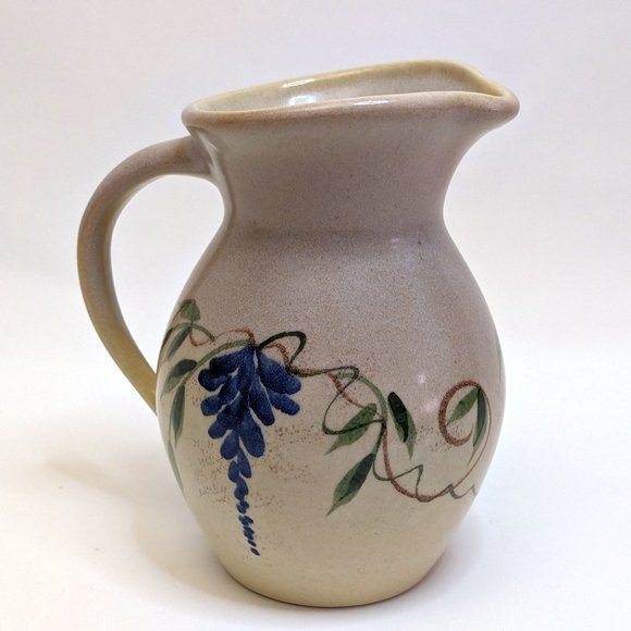 Emerson Creek Pottery Virginia 2001 Ceramic Ice Tea Pitcher Grape Vine Painting - Picture 1 of 4
